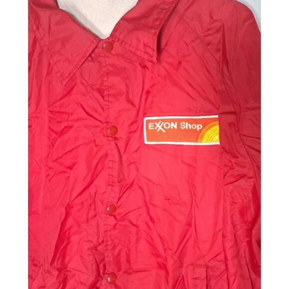 VTG 80s Exxon Mechanic Jacket Red XL Auburn Sportswear Shop Windbreaker USA - Picture 2 of 9